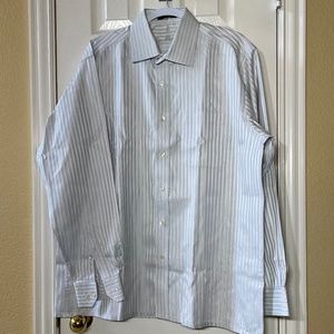Gray White Black Vertical Lines Louis Philippe 44 CMS Long Sleeve Button Down